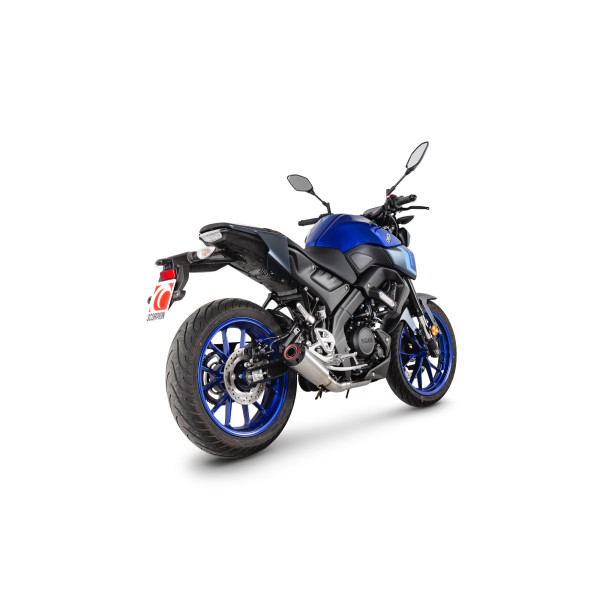 Scorpion Exhaust Yamaha MT-125 Euro 5+ 2024 - 2025 Red Power Full System Brushed Stainless Steel Sleeve